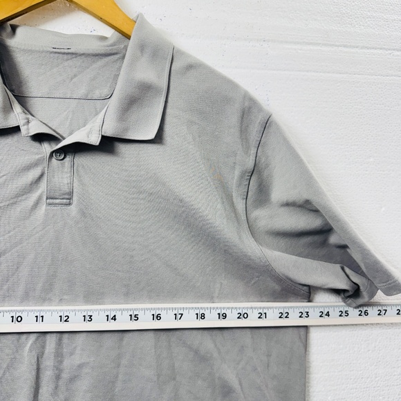 Lululemon Mens Pique Classic Fit Short Sleeve Polo Silver Grey Customer Sz XXL - Picture 4 of 7